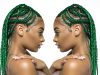Zöld fehér Ombre Szintetikus Póthaj Afro és Holland Fonáshoz – 60 cm 