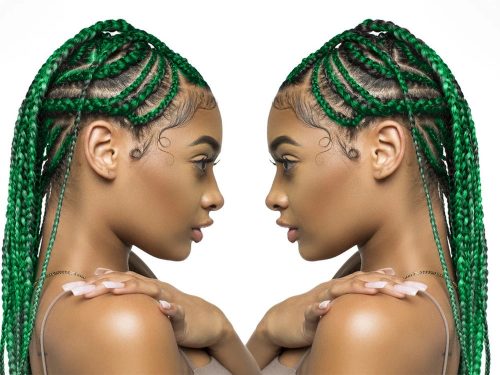 Zöld fehér Ombre Szintetikus Póthaj Afro és Holland Fonáshoz – 60 cm 