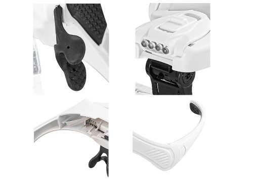 LED-es nagyítószemüveg 5 cserélhető lencsével, 1×–3,5×, 4 LED