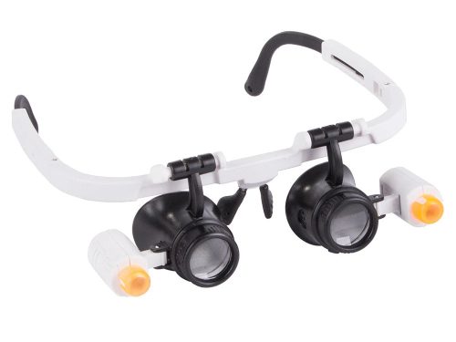 Órás nagyítószemüveg 6 cserélhető lencsével, 6×, 10×, 25×, 2 LED