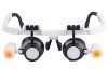 Órás nagyítószemüveg 6 cserélhető lencsével, 6×, 10×, 25×, 2 LED