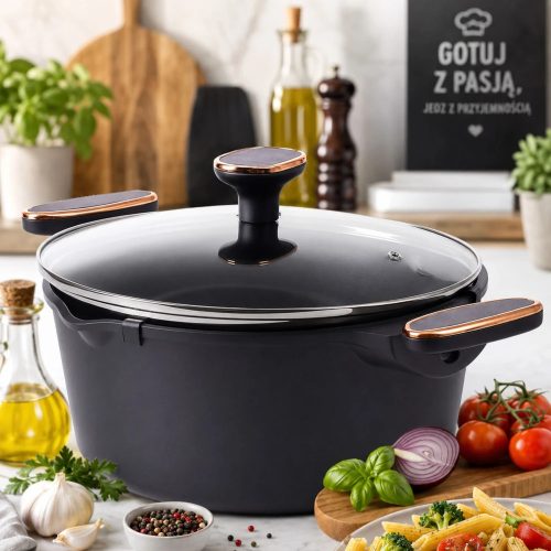 Tapadásmentes lábas fedővel 4.55l, Indukciós és gáztűzhelyekhez