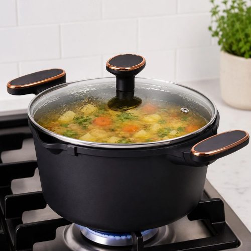 Tapadásmentes lábas fedővel 4.55l, Indukciós és gáztűzhelyekhez