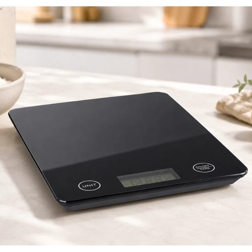 Pontos Elektronikus  üveg felüleű konyhai mérleg, lcd kijelzővel, 5 kg