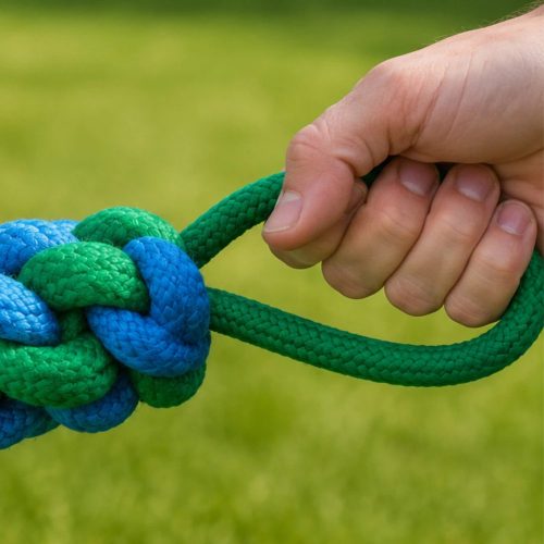 Kutya kötéljáték hurkokkal, Erős fonott rángatós játék közepes és nagytestű kutyáknak 
