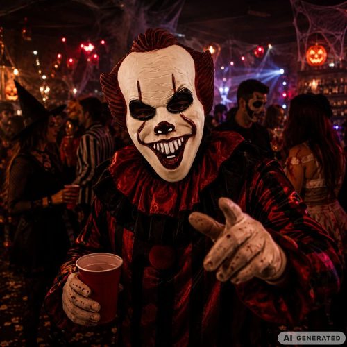 Pennywise stílusú Halloween bohócmaszk