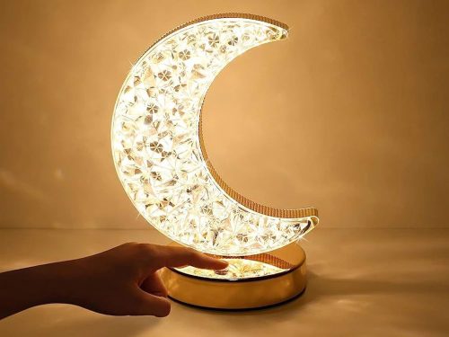 Asztali hold kristály led lámpa, rgb, usb