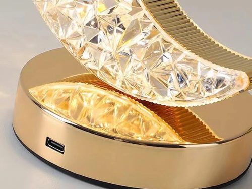 Asztali hold kristály led lámpa, rgb, usb