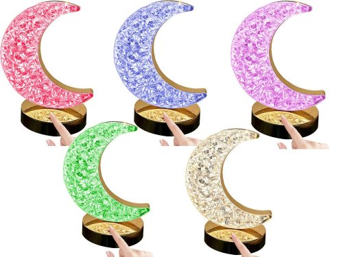 Asztali hold kristály led lámpa, rgb, usb