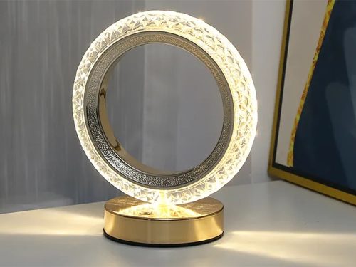 Asztali éjszakai kristály gyűrű lámpa led, rgb