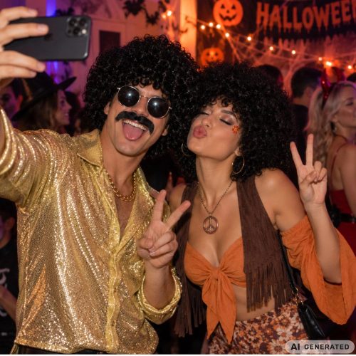 Fekete Afro Paróka, Retro Mikrofon Frizura Farsangra és Bulikra 