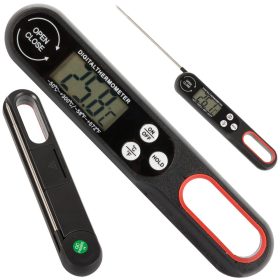   LCD konyhai tűhőmérő összecsukható szondával, 300 °C, fekete