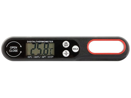 LCD konyhai tűhőmérő összecsukható szondával, 300 °C, fekete