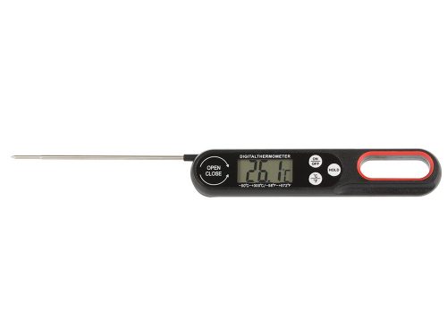 LCD konyhai tűhőmérő összecsukható szondával, 300 °C, fekete