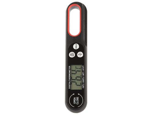 LCD konyhai tűhőmérő összecsukható szondával, 300 °C, fekete