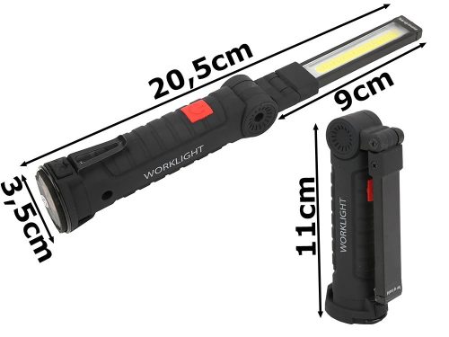 Hordozható LED autós szerelőlámpa és műhelylámpa – Erős mágnessel és kampóval, USB akkus