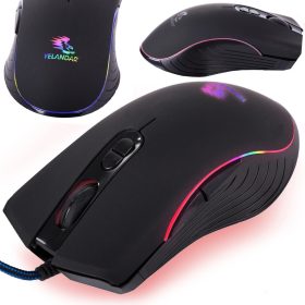 Vezetékes optikai egér RGB háttérvilágítással, fekete