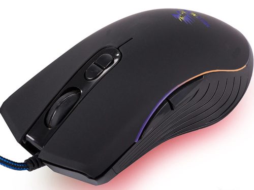 Vezetékes optikai egér RGB háttérvilágítással, fekete
