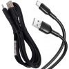 Erős hosszú töltő kábel usb-c típusú 140 cm, fekete