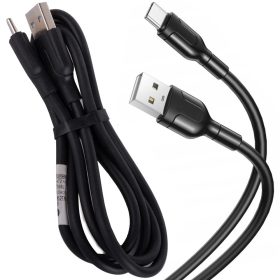 Erős hosszú töltő kábel usb-c típusú 140 cm, fekete