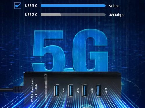 Hub usb 3.0 elosztó 4 portos adapter, fekete 