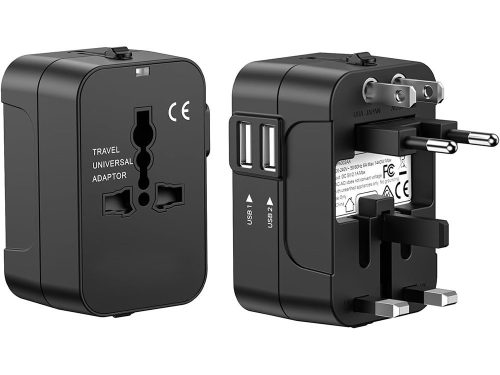 Univerzális utazási hálózati adapter – USA, EU, AUS átalakító 2x USB-vel