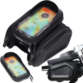   Vízálló kerékpár vázra rögzíthető táska telefon tartóval