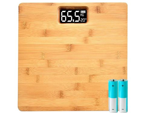 Elektronikus bambusz digitális személymérleg lcd kijelzővel, 180kg teherbírás