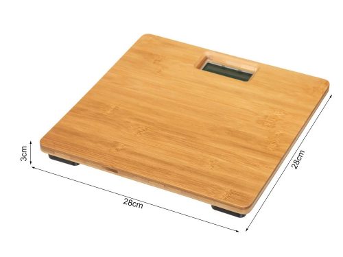Elektronikus bambusz digitális személymérleg lcd kijelzővel, 180kg teherbírás