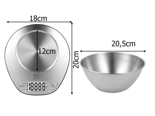 Elektronikus konyhai mérleg mérő tállal - 5kg/1g