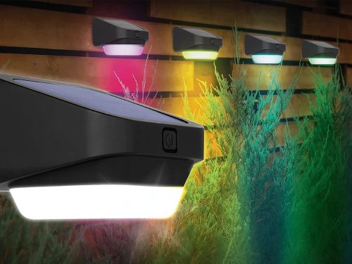 Napkollektoros kerti led fény rgb lépcsőre, teraszra, kerítésre, szürkület érzékelővel