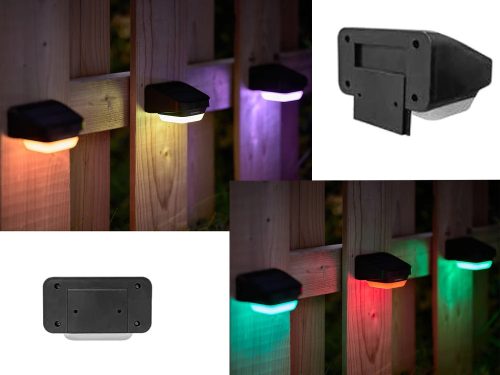 Napkollektoros kerti led fény rgb lépcsőre, teraszra, kerítésre, szürkület érzékelővel