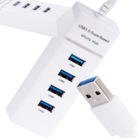 Hub usb 3.0 elosztó 4 portos adapter, fehér 