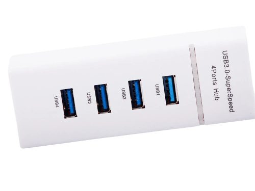Hub usb 3.0 elosztó 4 portos adapter, fehér 