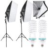 Stúdió Softbox Szett 2x135W – 50x70 cm Folyamatos Fényű Fotó és Videó Lámpa Állvánnyal