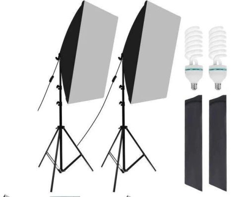 Stúdió Softbox Szett 2x135W – 50x70 cm Folyamatos Fényű Fotó és Videó Lámpa Állvánnyal
