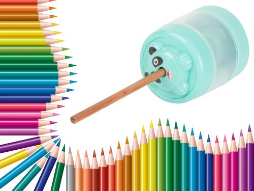 Elektromos vezeték nélküli zsírkréta és ceruzahegyező matricával pót késekkel - kék