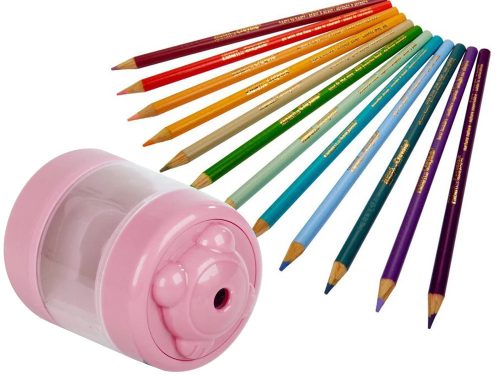 Elektromos vezeték nélküli zsírkréta és ceruzahegyező matricával, pót késekkel - Pink