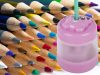 Elektromos vezeték nélküli zsírkréta és ceruzahegyező matricával, pót késekkel - Pink