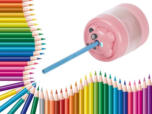 Elektromos vezeték nélküli zsírkréta és ceruzahegyező matricával, pót késekkel - Pink