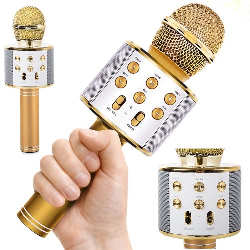 Bluetooth vezeték nélküli mikrofon karaoke hangszóró hang modulátor - arany