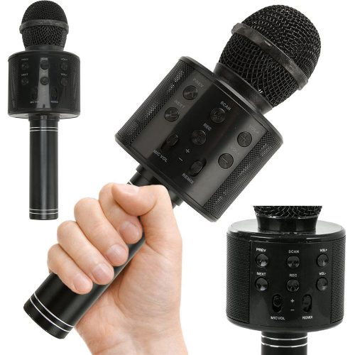 Bluetooth vezeték nélküli mikrofon karaoke hangszóró hang modulátor - fekete