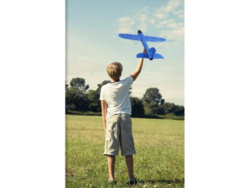 Hungarocell repülőgép játék – 36 cm-es dobálható habszivacs vitorlázó repülő, Kék