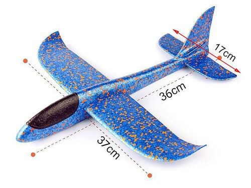 Hungarocell repülőgép játék – 36 cm-es dobálható habszivacs vitorlázó repülő, Kék