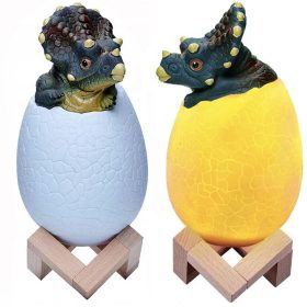   Dinoszaurusz éjszakai fény triceratops tojás rgb led világító tojás gyerekeknek