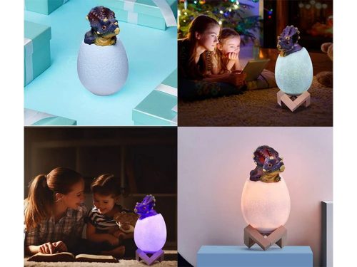 Dinoszaurusz éjszakai fény triceratops tojás rgb led világító tojás gyerekeknek