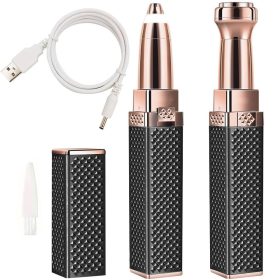   USB-s női arctrimmer és szemöldöknyíró, 2 fej, LED, fekete
