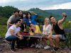 Összecsukható turista, kemping asztal 4 székkel