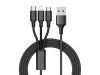 3in1 usb kábel telefonhoz villám kábel iphone micro usb type-c 1.2m