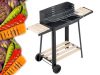 Kerti grill nagy faszén grillsütő állítható rostély polcok kerekek hordozható